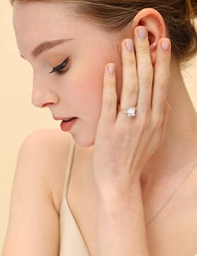 EAMTI 3CT 925 Sterling Silver Engagement Rings 3-Stone Emerald Cut Cubic Zirconia CZ Wedding Promise Rings for Her Wedding Bands for Women Size 3-11