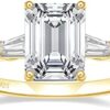 EAMTI 3CT 925 Sterling Silver Engagement Rings 3-Stone Emerald Cut Cubic Zirconia CZ Wedding Promise Rings for Her Wedding Bands for Women Size 3-11