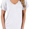 202306092344337403 MIHOLL Women's Short Sleeve V-Neck Shirts Loose Casual Tee T-Shirt
