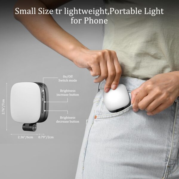 MagSafe Magnetic Selfie Light with Mirror for iPhone – Rechargeable LED Fill Light, CRI≥95, 5 Color Temps, Foldable Portable Ring Light for Vlog, Makeup, Back‑Camera & Video Recording，Photography