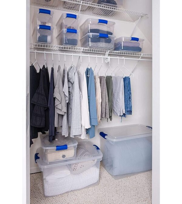 HOMZ Heavy Duty Modular Stackable Storage Tote Containers with Latching Lids, 66 Quart Capacity, Clear, 2 Pack