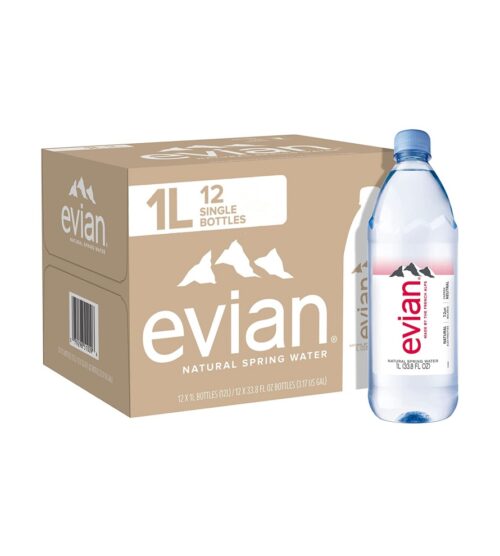 img-079028a91baf4c12d6fd70a9475f35e1 evian Natural Spring Water, Naturally Filtered Spring Water in Large Bottles, 33.81 Fl Oz (Pack of 12)