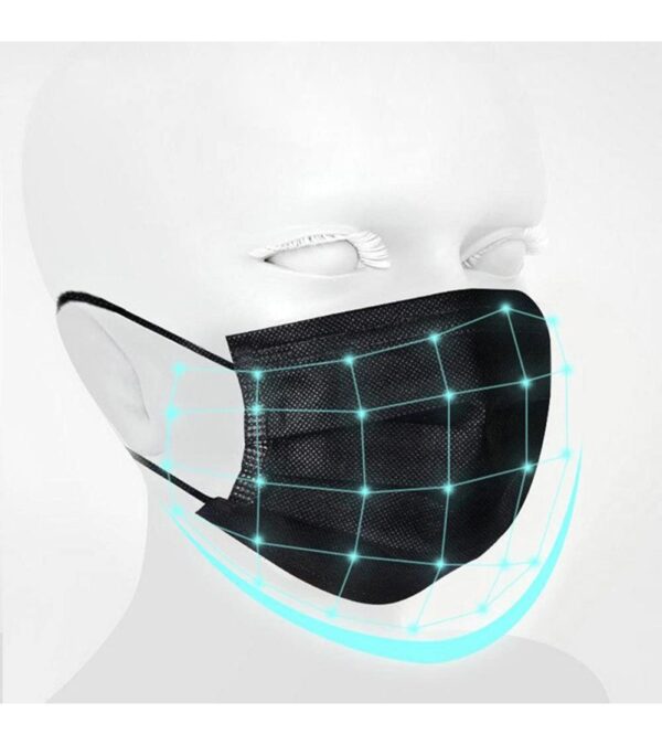img-08e028b24371dd51dcfe41ae9fc1dff4 100PCS 3 Ply Black Disposable Face Mask Filter Protection Face Masks