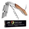 Hicoup Wine Opener – Professional Corkscrews for Wine Bottles w/ Foil Cutter and Cap Remover – Manual Wine Key for Servers, Waiters, Bartenders and Home Use – Classic Rosewood