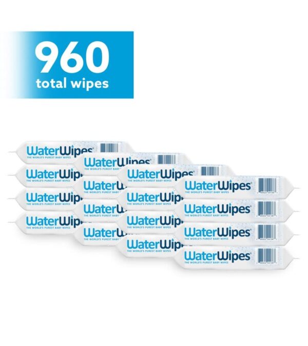 img-134c47431d29e9b670933925142fa12a WaterWipes Original Baby Wipes, 99.9% Water Based Wipes, Unscented & Hypoallergenic for Sensitive Skin, Diaper Wipe, 960 count (16 packs)
