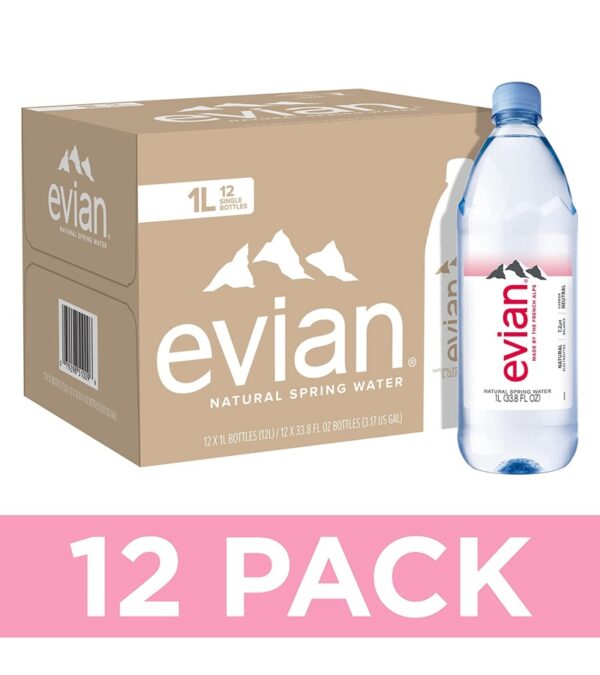 img-1885a3e748a2a996e499589f3ba2f62f evian Natural Spring Water, Naturally Filtered Spring Water in Large Bottles, 33.81 Fl Oz (Pack of 12)