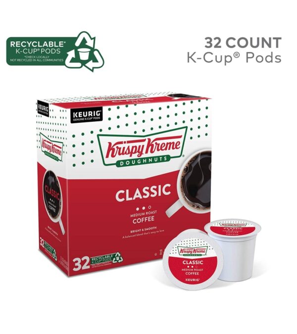 Krispy Kreme Classic, Single-Serve Keurig K-Cup Pods, Medium Roast Coffee Pods, 32 Count