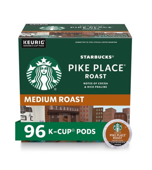 img-1b2b42d77349ef770b55ed8d29030ae2 Starbucks K-Cup Coffee Pods—Medium Roast Coffee—Pike Place Roast for Keurig Brewers—100% Arabica—4 boxes (96 pods total)