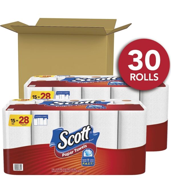 img-1e90cd4bf65b4a9c5ce5e0e6b5884a5f Scott Paper Towels, Choose-A-Sheet – 30 Mega Rolls (2 Packs of 15) = 56 Regular Rolls (102 Sheets Per Roll)