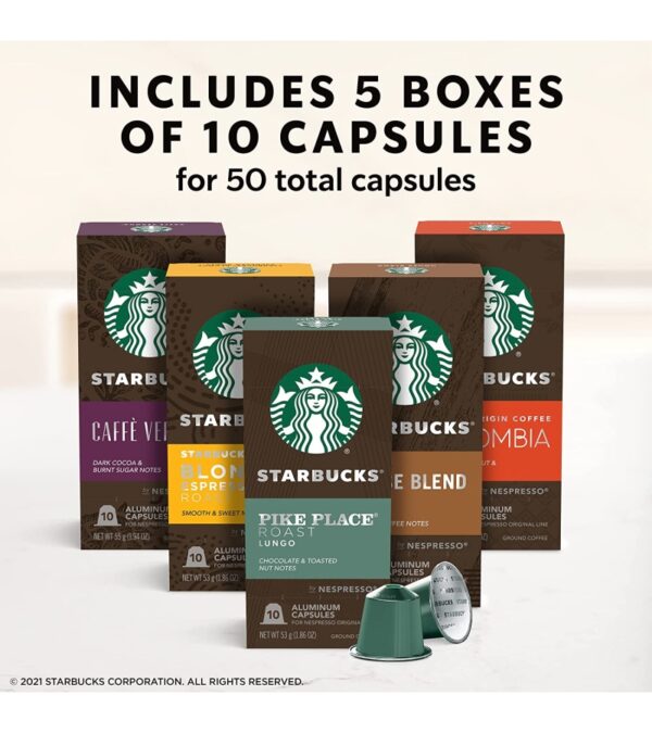 img-1e9c517398f02218e957479676ee64fb Starbucks by Nespresso Variety Pack Coffee (50-count single serve capsules, compatible with Nespresso Original Line System)