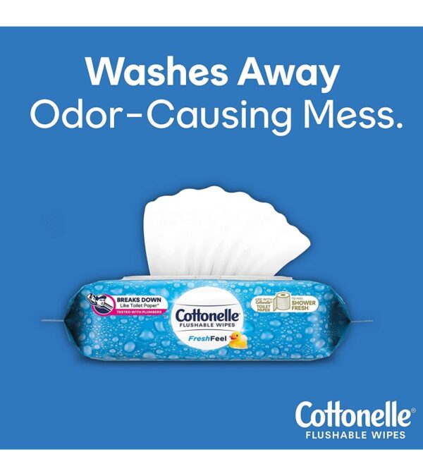 Cottonelle FreshFeel Flushable Wet Wipes, Adult Wet Wipes, 8 Flip-Top Packs, 336 Total Wipes
