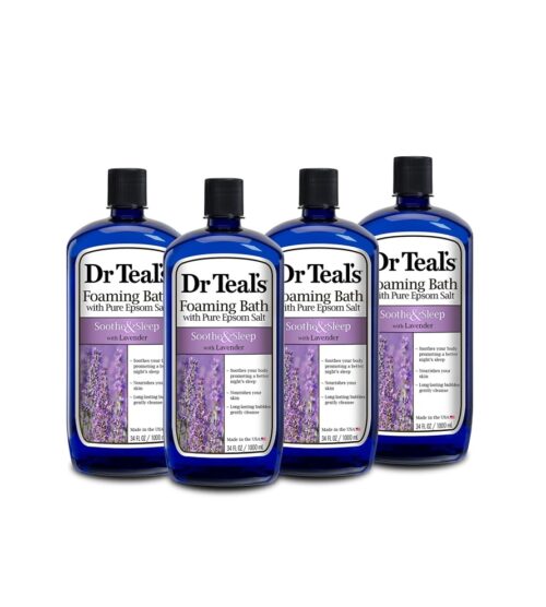 img-2028ea8ce168bd034a4c6f969de17890 Dr Teal's Foaming Bath with Pure Epsom Salt, Soothe & Sleep with Lavender, 34 fl oz (Pack of 4)