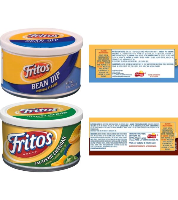 img-215960b07d67aa75dcb602319d0fd217 Fritos Dip Variety Pack, Bean & Jalapeno Cheddar, 9oz Cans – 4 Count (Pack of 1)