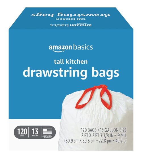 img-22e26664a8b3267a2e1949b70185f4bf Amazon Basics Tall Kitchen Drawstring Trash Bags, 13 Gallon, 120 Count (Previously Solimo)