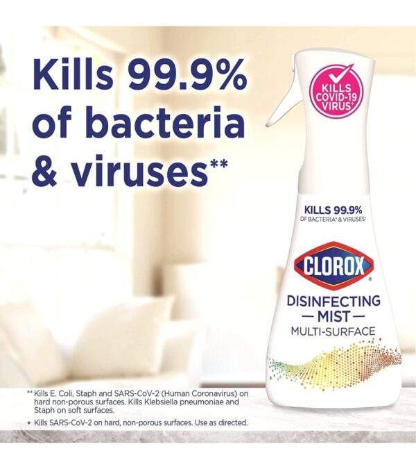 img-24fa7e19148e2cdaadb0d990d83870eb-1 Clorox Cleaning Bundle Disinfecting Mist Lemon & Orange Blossom Scent (1 Spray Bottle & 1 Refill, 16 Fl Oz Each) Disinfecting Wipes, Moisture Seal Lid Fresh Scent (3-Pack, 75ct Each)