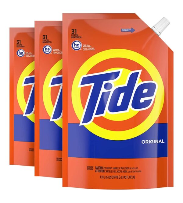 Tide Laundry Detergent Liquid Soap Pouches, High Efficiency (He), Original Scent, 93 Total Loads (Pack Of 3)