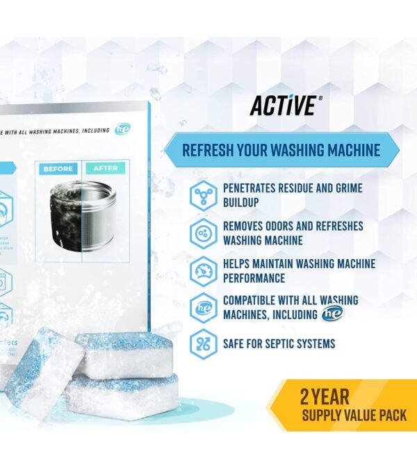 img-2a700d49021966f36d7c88e6fac65aee Washing Machine Cleaner Descaler 48 Pack – Value Size Deep Cleaning Tablets For HE Front Loader & Top Load Washer, Septic Safe Eco-Friendly Deodorizer, Clean Inside Drum And Laundry Tub Seal – 48 Count