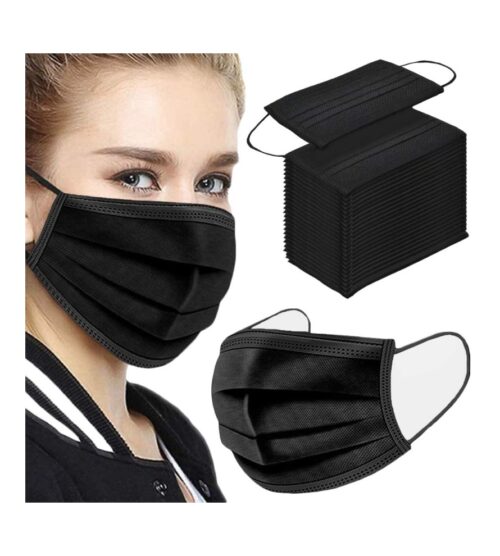 img-2e9d051b0b0e5d837b15c5e1cfe7ffc2 100PCS 3 Ply Black Disposable Face Mask Filter Protection Face Masks