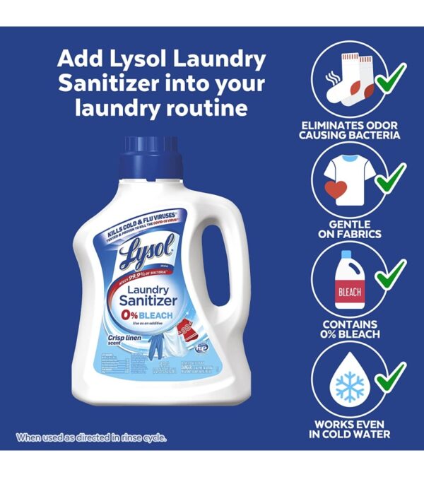 Lysol Laundry Sanitizer Additive, Bacteria-Causing Laundry Odor Eliminator, 0% Bleach Laundry Sanitizer, color, , Multi 90 Fl Oz Crisp Linen
