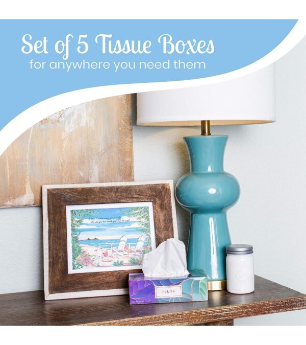 img-313138e8a76e3a3b66cc5a7e4da448e9 Plush Facial Tissues 130 Per Box Size 7″ X 6.9″ 2 Ply,Soft, Smooth, Great for Bathroom, Office, Store, School,Home, Kitchen, Or in Your Car & in Every Room (Family pack Pack of 5, 650 Tissues total)