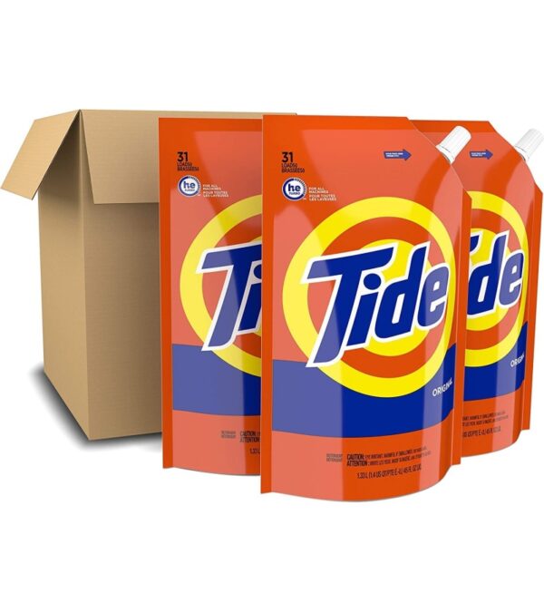 Tide Laundry Detergent Liquid Soap Pouches, High Efficiency (He), Original Scent, 93 Total Loads (Pack Of 3)