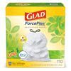 img-366e9dbeda050247f38e6b8605bfc525 GLAD ForceFlex Tall Kitchen Drawstring Trash Bags, 13 Gallon White Trash Bag for Kitchen Trash Can, Gain Original Scent, Odor Shield, Odor Eliminator, Leak Protection, 110 Count