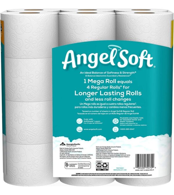 img-36b90633f76de9cf0ba80e499ffb189f Angel Soft Mega Rolls, 24 Count