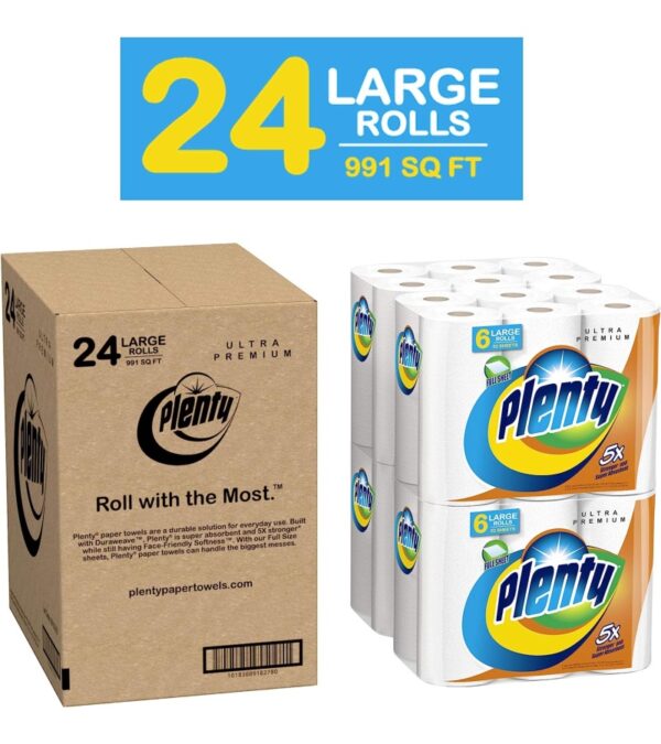 img-3967bbb188f8e8e38284b1dd644c5011 Plenty Ultra Premium Paper Towels | XL Rolls | Super Absorbent | Strong & Durable | Full Sheet | 24 Rolls