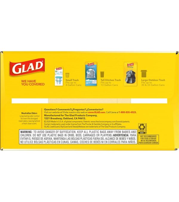 img-399cbd8c415b4b2a4d79c4f554819731 GLAD ForceFlex Tall Kitchen Drawstring Trash Bags, 13 Gallon White Trash Bag for Kitchen Trash Can, Gain Original Scent, Odor Shield, Odor Eliminator, Leak Protection, 110 Count
