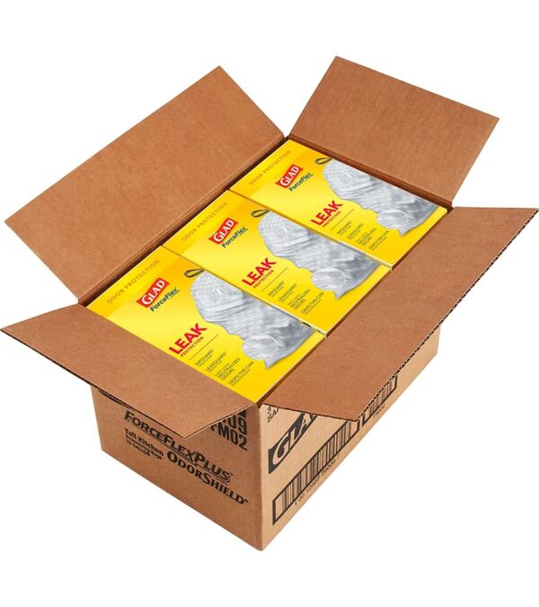 Glad ForceFlex Tall Kitchen Drawstring Trash Bags, 13 Gal, OdorShield, 80 Ct