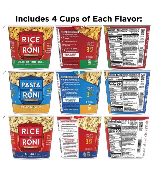img-3b458fabf8c94086f350230cc714824d PASTA RONI Quaker Rice a Roni Cups Individual Cup, 3-Flavor Variety Pack, 2.25 Oz, 12 count (Pack of 1)
