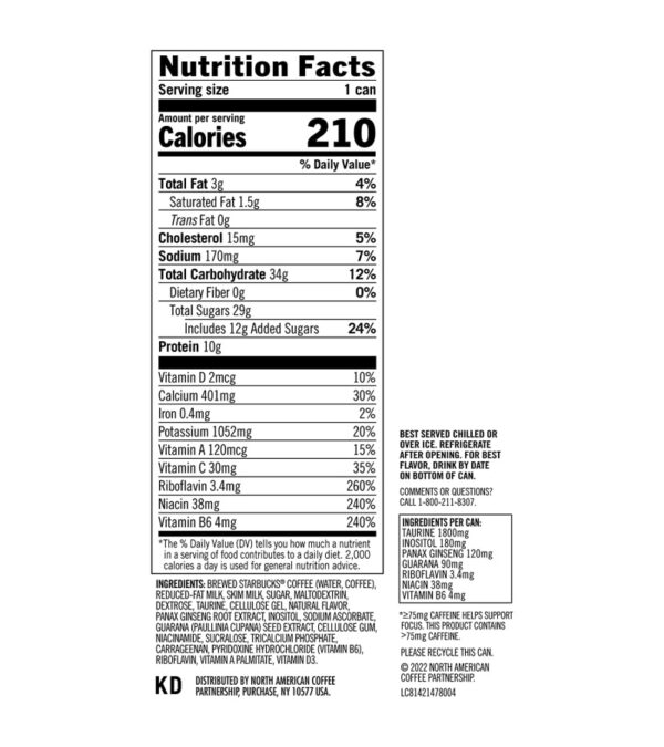img-3d6ab5ca8fc5f77b2bf354b4fa55c34f Starbucks RTD Energy Drink, Doubleshot Energy Drink, Coffee, Guarana, Vitamin B, Ginseng, 15 oz Cans (12 Pack)