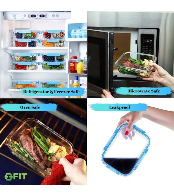 img-4348b6a1fd7f82175f4c23ae5bc277d7 2 & 3 Compartment Glass Meal Prep Containers (4 Pack, 32 oz) – Glass Food Storage Containers with Lids, Glass Lunch Box, Glass Bento Box Lunch Containers, Portion Control, Airtight