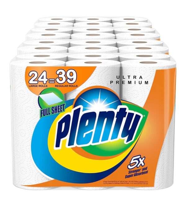 img-452f05af37362a38342c600b14b6f572 Plenty Ultra Premium Paper Towels | XL Rolls | Super Absorbent | Strong & Durable | Full Sheet | 24 Rolls