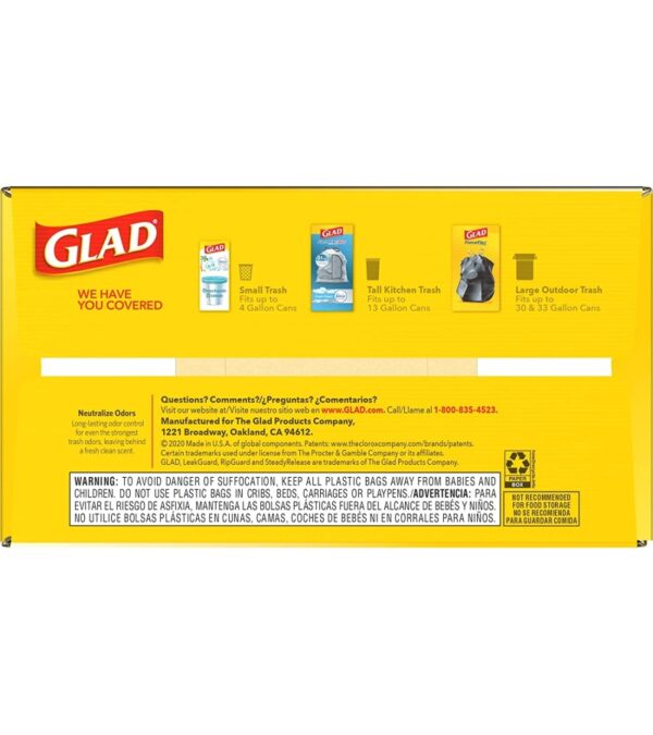 img-4755e0bc2e20e3697d88c19dc0fa56fb Glad Trash & Food Storage ForceFlex Protection Series Tall Trash Bags, 13 Gal, Gain Moonlight Breeze with Febreze, 110 Ct (Package May Vary)