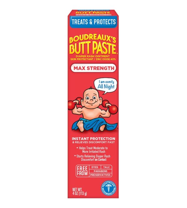 img-49e3cb75890a7929f3806d91c8629f14 Boudreaux's Butt Paste Maximum Strength Diaper Rash Cream, Ointment for Baby, 4 oz Tube