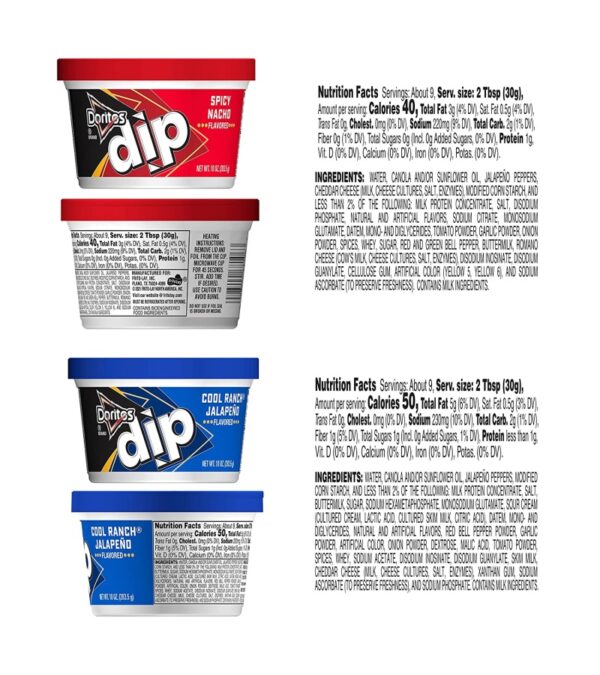 img-49f67be876132f310326a5da63e2b6d2 Doritos Spicy Nacho Flavored Dip and Cool Ranch Jalapeno Flavored Dip Variety Pack, 40 Ounce (Pack of 4)