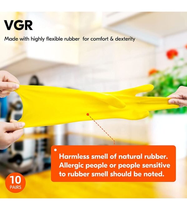 img-4a39155c68062ed3ba95e9ee478cb9b3 Vgo… 10-Pairs Reusable Household Gloves, Rubber Dishwashing gloves, Extra Thickness, Long Sleeves, Kitchen Cleaning, Working, Painting, Gardening, Pet Care (Size M, Yellow, HH4601)
