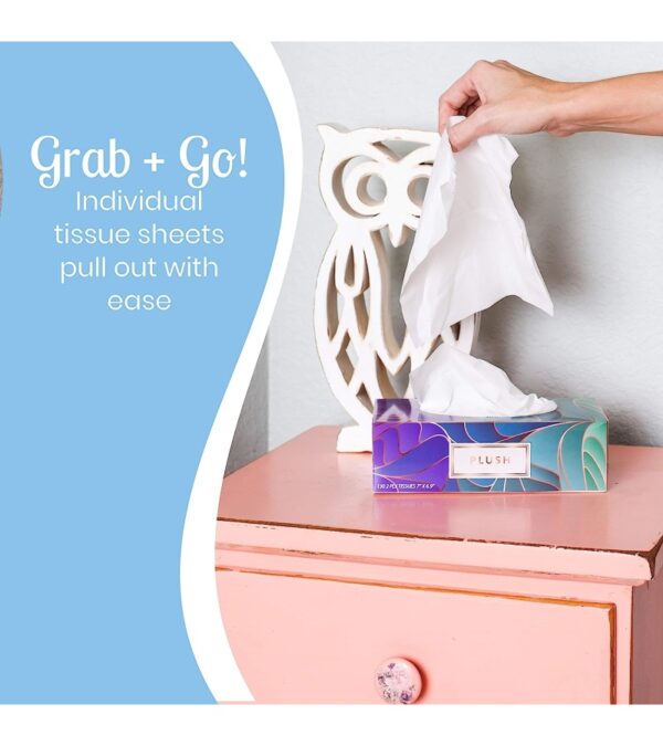 img-4aa89b96cf6df65c4ac5eb7fd959d86b Plush Facial Tissues 130 Per Box Size 7″ X 6.9″ 2 Ply,Soft, Smooth, Great for Bathroom, Office, Store, School,Home, Kitchen, Or in Your Car & in Every Room (Family pack Pack of 5, 650 Tissues total)