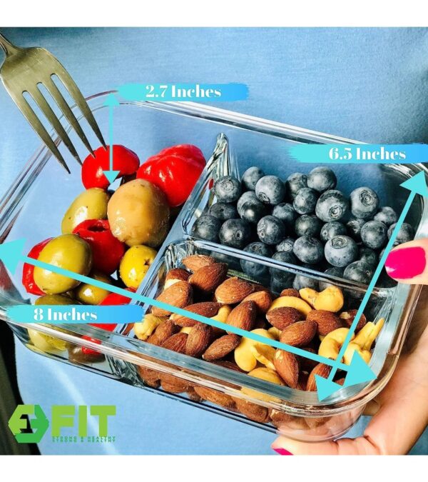 img-4f8f7b569d6bb410febf970cfad9c023 2 & 3 Compartment Glass Meal Prep Containers (4 Pack, 32 oz) – Glass Food Storage Containers with Lids, Glass Lunch Box, Glass Bento Box Lunch Containers, Portion Control, Airtight
