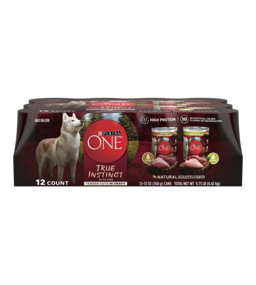 img-507ef39da0486c11ea5b802f244449b3 Purina ONE True Instinct Tender Cuts in Gravy With Real Turkey and Venison, and With Real Chicken and Duck High Protein Wet Dog Food Variety Pack – (12) 13 oz. Cans