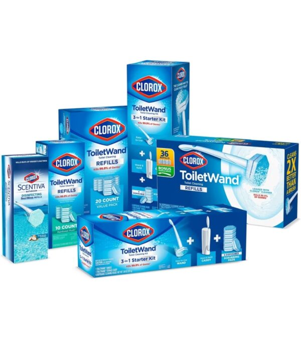 img-53e85d1efb2a6ae4835b5e4841a7f81c Clorox Toilet Wand Disinfecting Refills, Toilet and Bathroom Cleaning, Toilet Brush Heads, Disposable Wand Heads, Blue Original, 30 Count