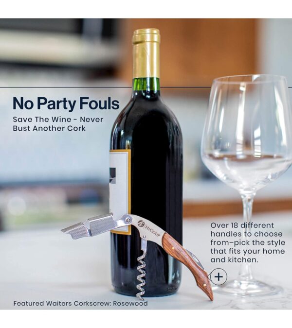 Hicoup Wine Opener – Professional Corkscrews for Wine Bottles w/ Foil Cutter and Cap Remover – Manual Wine Key for Servers, Waiters, Bartenders and Home Use – Classic Rosewood