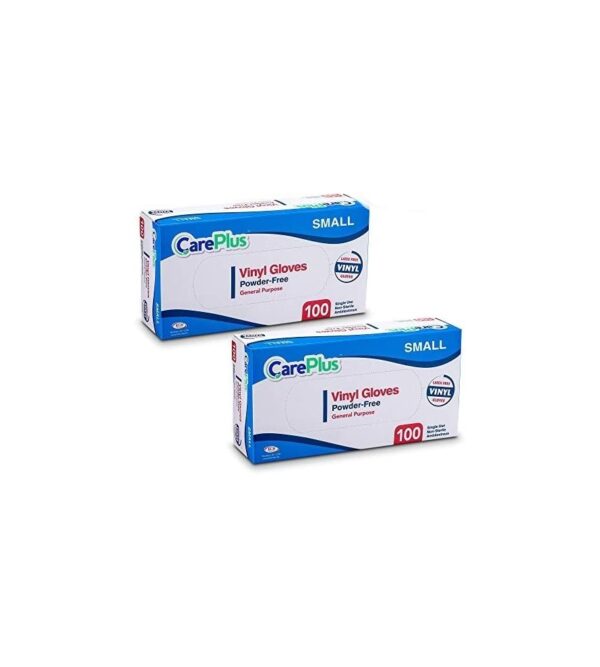 img-5ae83f5e1798b0ea5fc7f45fddbe11ad Care Plus 200 Count Disposable Plastic Vinyl Clear Small Size Gloves, Allergy, Latex And Powder Free, Great For Home Kitchen Or Office Cleaning, Cooking, 2 Boxes