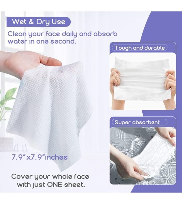 img-5d5f24dd0c87271fd4734dbac82a0148 PoeticEHome Extra Thick Cotton Dry Wipes, Disposable Face Towel Lint-Free Facial Tissue Cloths for Deeply Cleansing & Makeup Cleaning 4 PACK
