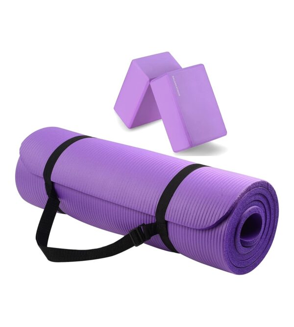 img-5f6075a9b2a4e0b9952327372041e2e2 BalanceFrom All Purpose 1/2-Inch Extra Thick High Density Anti-Tear Exercise Yoga Mat with Carrying Strap and Yoga Blocks