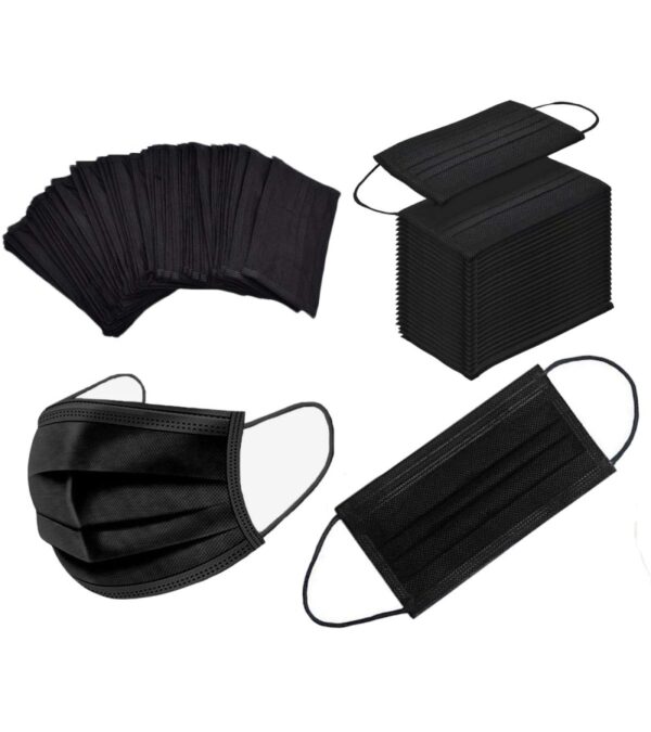 img-6125bf2fc49c881b835bc91c3f44404f 100PCS 3 Ply Black Disposable Face Mask Filter Protection Face Masks