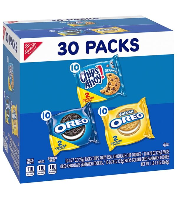 img-65d70cbd9711b93035235a53518581fb Nabisco Sweet Treats Cookie Variety Pack OREO, OREO Golden & CHIPS AHOY, 30 Snack Packs (2 Cookies Per Pack)
