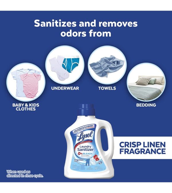 Lysol Laundry Sanitizer Additive, Bacteria-Causing Laundry Odor Eliminator, 0% Bleach Laundry Sanitizer, color, , Multi 90 Fl Oz Crisp Linen
