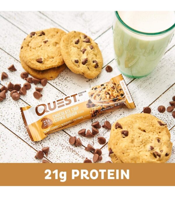 img-69b85a632519fc50b0c167b45f19abda Quest Nutrition Chocolate Chip Cookie Dough Protein Bars, High Protein, Low Carb, Gluten Free, Keto Friendly, 12 Count